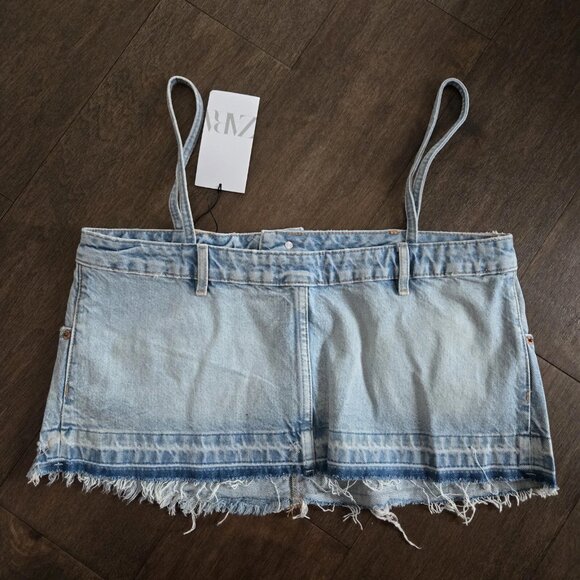 NEW! ZARA Denim Distressed Jeans Crop Top - Picture 10 of 13